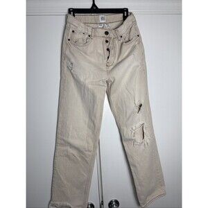BDG Sustain Straight Fit Cream Distressed Jeans Size 29/32 Button Denim